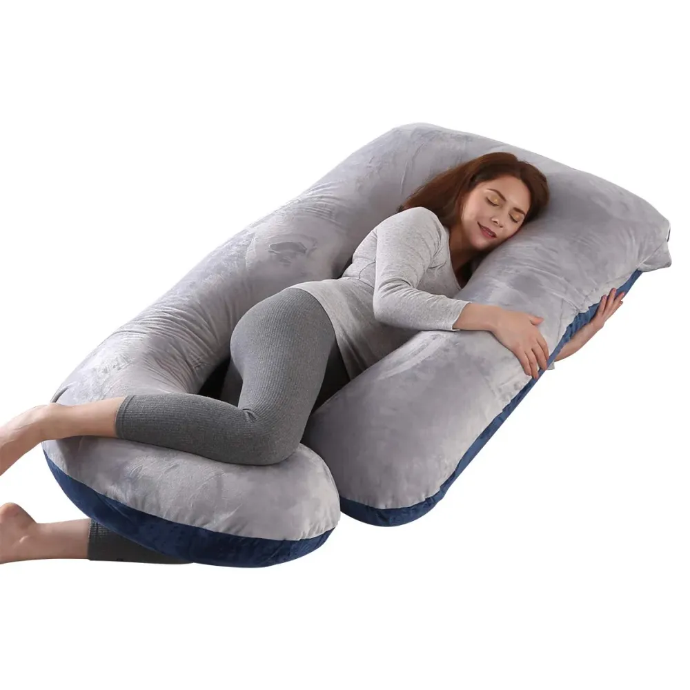Gravidpute helkropp G-form 72cm, vaskbart velurtrekk, marineblå/grå – SHANNA 1