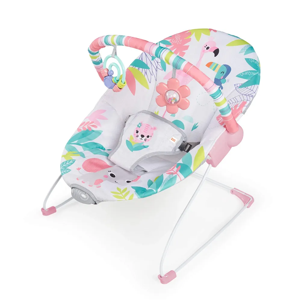 Babygynge Med Vibrasjon Og Lekebøyle 0–9kg Bright Starts Flamingo Vibes