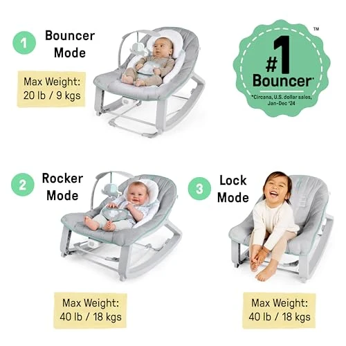 Babystol 3-i-1 Med Beroligende Vibrasjon 18kg Grå Ingenuity 12428