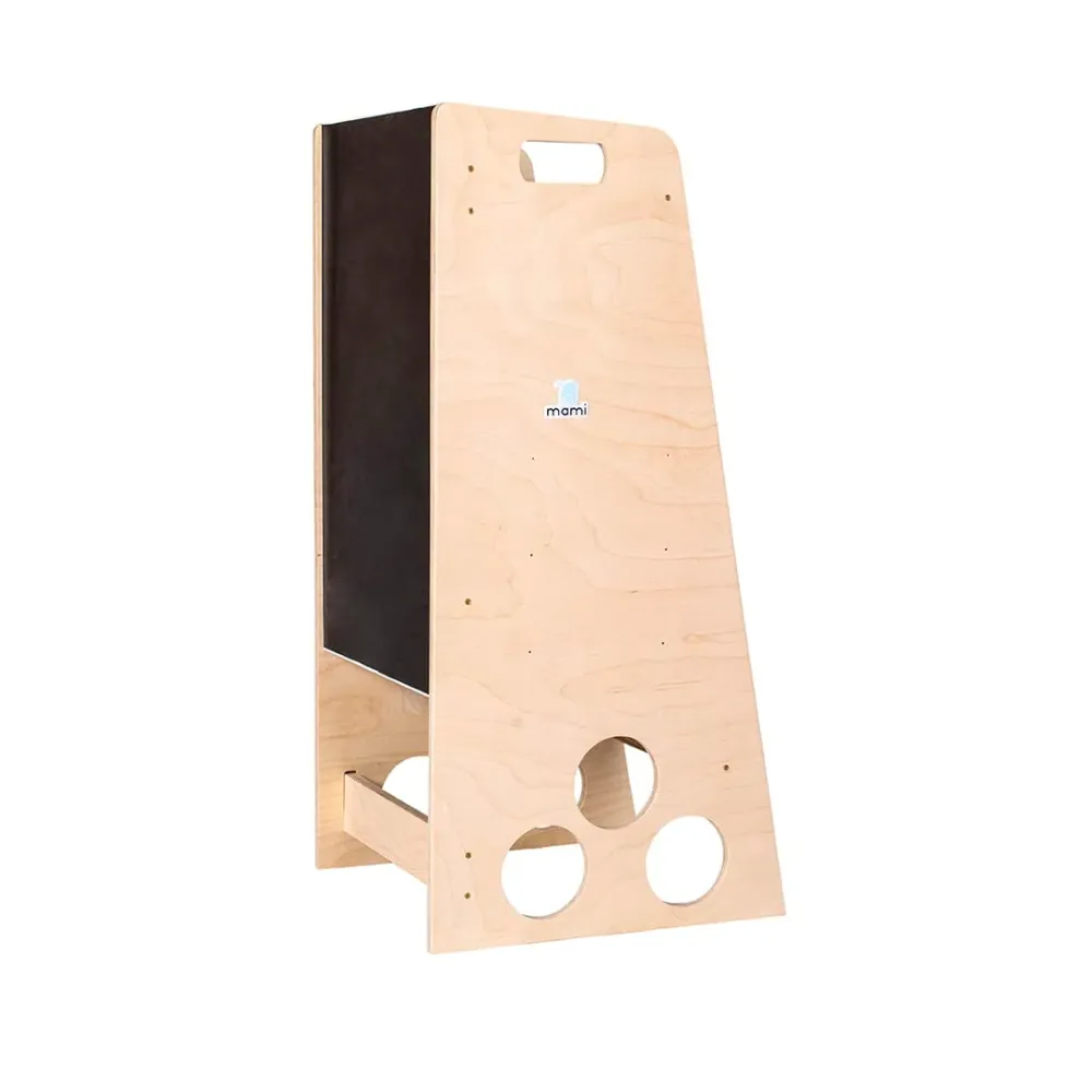 Kjøkkenhjelper i tre med tavle, justerbar plattform 40x40x90cm mamikids LT003