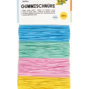 Strikk Pastellfargede Gummisnorer 4x5m, Ca. 1mm – Folia 13704