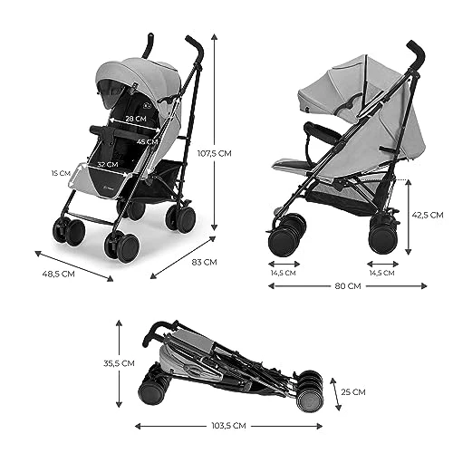 Barnevogn Paraply, Lett Og Kompakt 22kg, Grå Kk Kinderkraft SIESTA