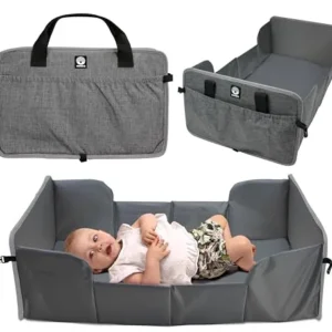 Reisemadrass Baby 0–6 Mnd, Sammenleggbar 1cm Skum, Grå – Dooky 128070