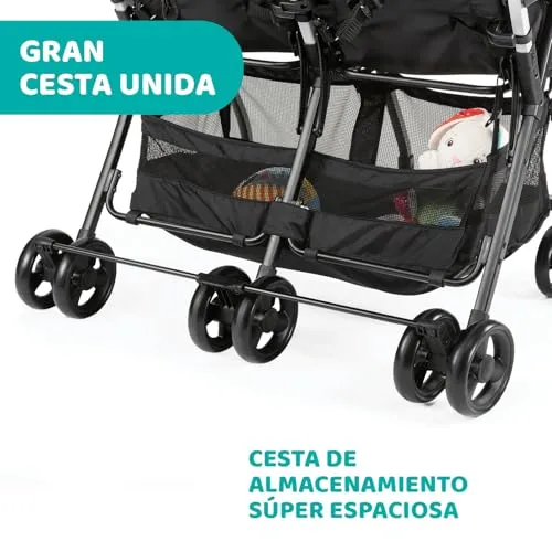 Tvillingvogn Lett Sammenleggbar 15kg Per Sete Chicco OHlalà Twin BLACK NIGHT