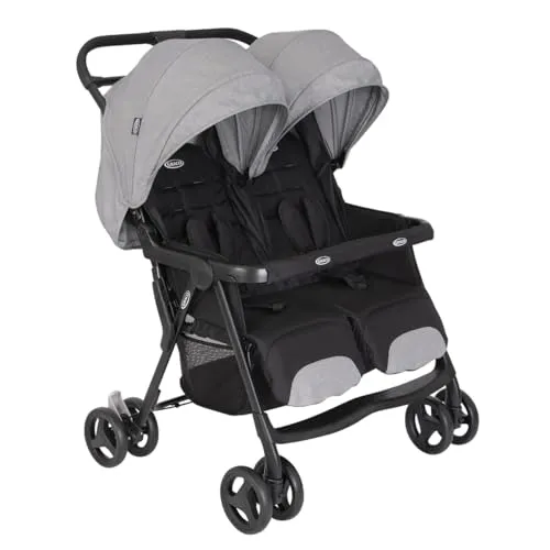 Tvillingvogn lett side‑ved‑side fra nyfødt til 3 år, Steeple Gray Graco DuoRider